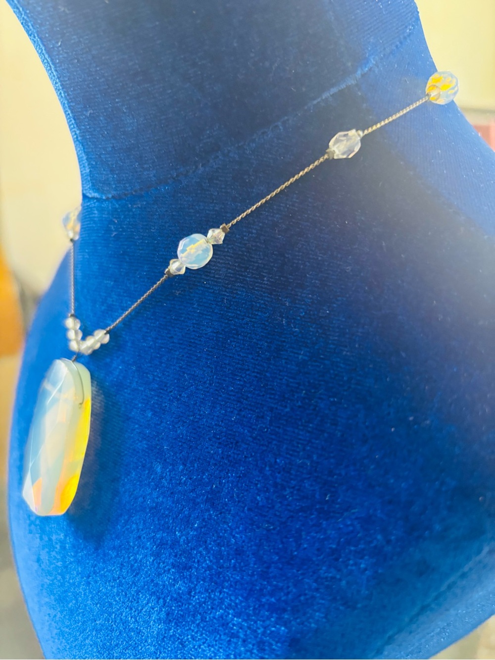 Necklace Moonstone Glass Opalite Sea Opal - Picture 12 of 14